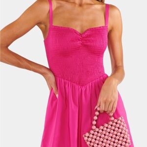 Dixie Mini Dress - Hot Pink Poplin